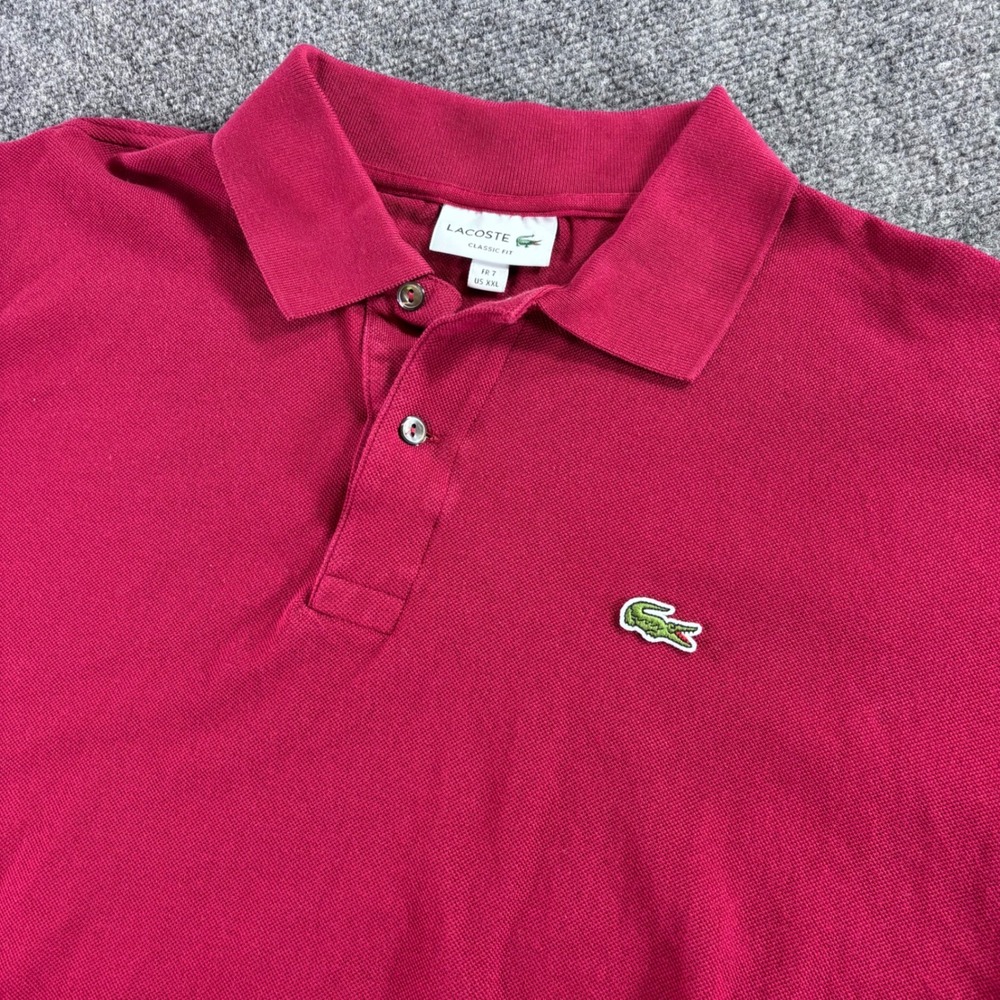 Lacoste Polo Shirt Mens XXL Magenta Classic Fit Short Sleeve Cotton Pique Logo